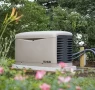 A certified technician installing a KOHLER standby generator outside a modern U.S. home, representing nationwide service coverage.